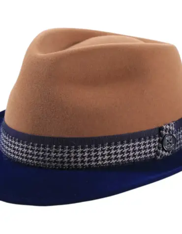 Trilby Haarfilz Velours 2-Piece Mohair in Camel/Marineblau