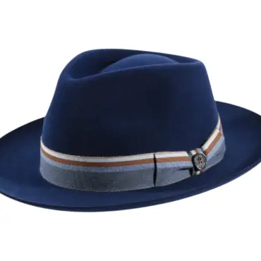 Fedora Bogart Velours „Cotton Stripes“ – Handgefertigt in der Schweiz