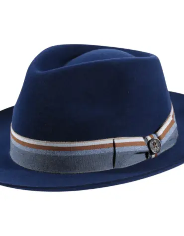 Fedora Bogart Velours „Cotton Stripes“ – Handgefertigt in der Schweiz