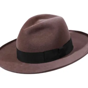 Fedora Hipster Velours in Taupe – handgefertigter Filzhut aus Haarfilz
