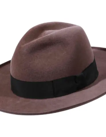 Fedora Hipster Velours in Taupe – handgefertigter Filzhut aus Haarfilz