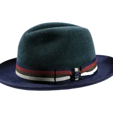 Fedora Haarfilz meliert mit Klappkrempe und gestreiftem Hutband