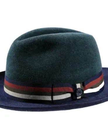 Fedora Haarfilz meliert mit Klappkrempe und gestreiftem Hutband