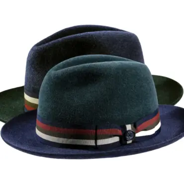 Fedora Haarfilz meliert mit Klappkrempe und gestreiftem Hutband|Fedora Haarfilz meliert mit Klappkrempe und gestreiftem Hutband|Fedora Haarfilz meliert mit Klappkrempe und gestreiftem Hutband||||||