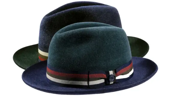 Fedora Haarfilz meliert mit Klappkrempe und gestreiftem Hutband|Fedora Haarfilz meliert mit Klappkrempe und gestreiftem Hutband|Fedora Haarfilz meliert mit Klappkrempe und gestreiftem Hutband||||||