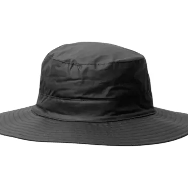 Regen-Ölhut mit breiter Krempe in Schwarz