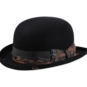 Bowler Rugged Haarfilzhut mit Rebsband und Lederkordel