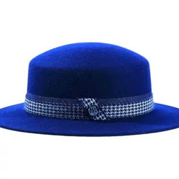 Cloche Damenhut Wollfilz mit Pied de Poule Mohairband – Risa Handarbeit Schweiz