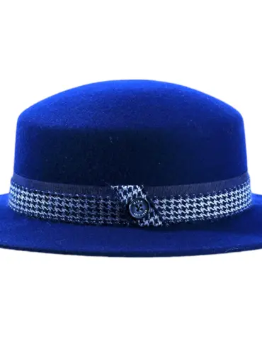 Cloche Damenhut Wollfilz mit Pied de Poule Mohairband – Risa Handarbeit Schweiz