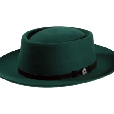 Fedora Wollfilz grün mit schmaler Krempe