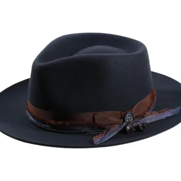 Fedora Filzhut „Ebony-Pearl“ – Handarbeit mit Ebenholzperlen