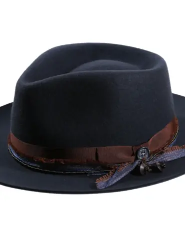 Fedora Filzhut „Ebony-Pearl“ – Handarbeit mit Ebenholzperlen