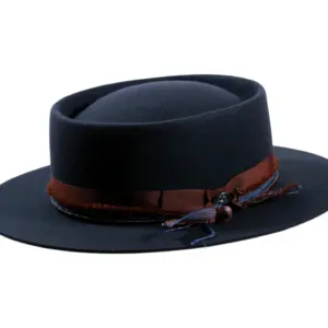 Vaquerohut Hazienda in Anthrazit mit Jeans-Garnitur und Perlen|