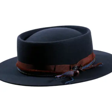 Vaquerohut Hazienda in Anthrazit mit Jeans-Garnitur und Perlen|