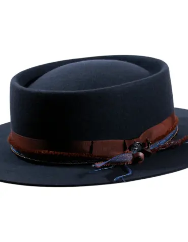 Vaquerohut Hazienda in Anthrazit mit Jeans-Garnitur und Perlen|