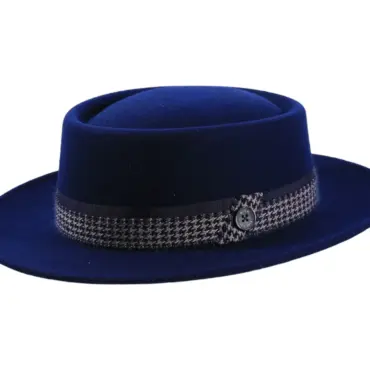 Fedora Wollfilz „Mohair Pied de Poule“ in Handarbeit gefertigt