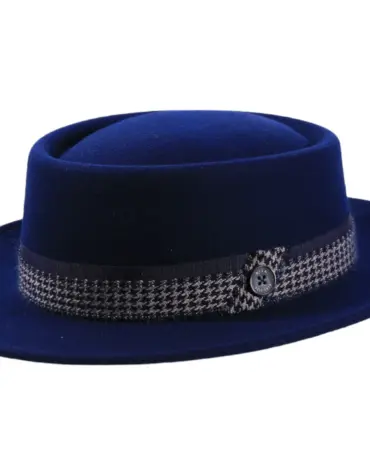 Fedora Wollfilz „Mohair Pied de Poule“ in Handarbeit gefertigt