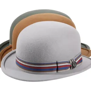 Urban Bowler Wollfilz mit gestreiftem Hutband|Urban Bowler Wollfilz mit gestreiftem Hutband|Urban Bowler Wollfilz mit gestreiftem Hutband|Urban Bowler Wollfilz mit gestreiftem Hutband