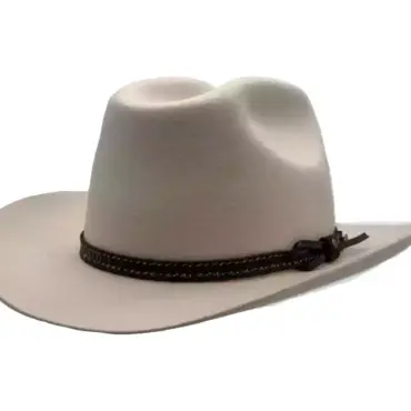 Westernhut Desperado Hellbeige mit Lederhutband in Braun|||||||||||