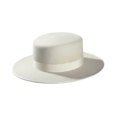 Boss of the Plains Rugged Westernhut aus hellbeigem Wollfilz mit Rebsband und flacher Krempe
