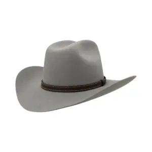 Westernhut Rodeo aus Wollfilz in Hellgrau mit Rebsband