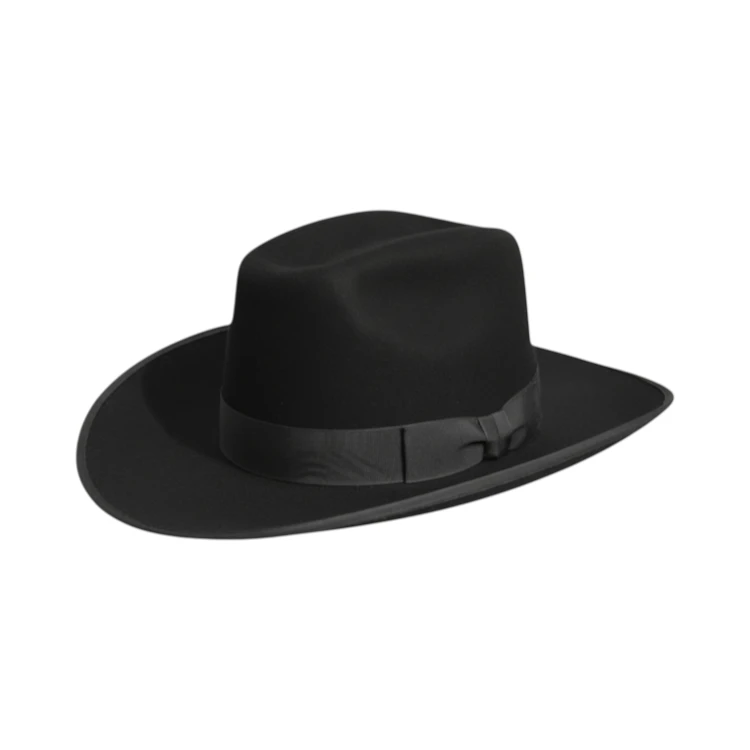 Western Filzhut Oklahoma in Schwarz mit Rebsband und breiter Krempe