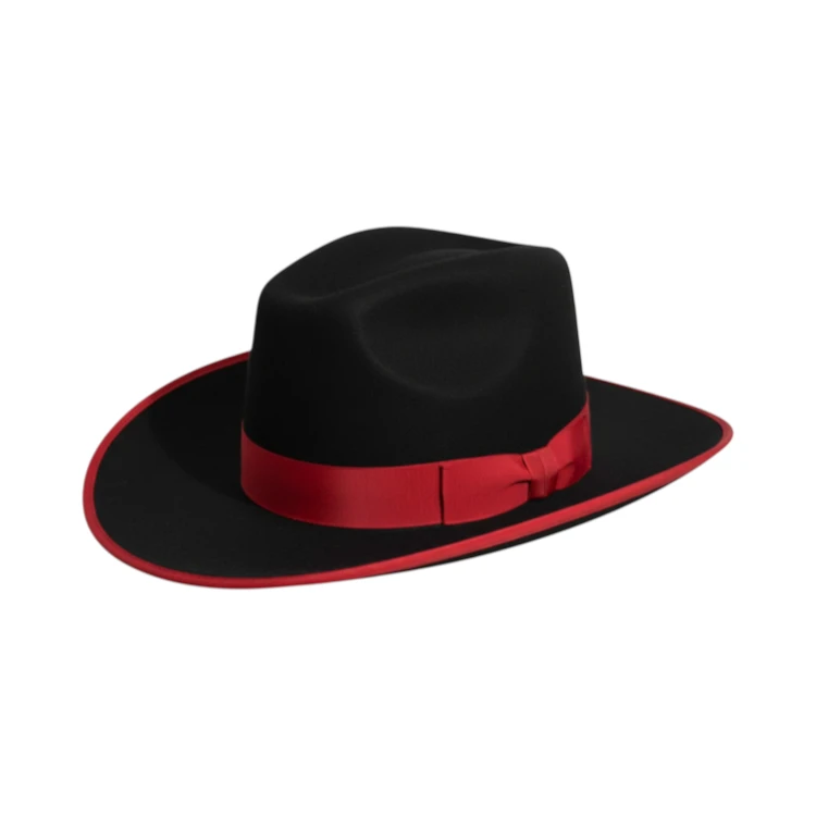 Western Filzhut Oklahoma in Schwarz mit Rebsband und breiter Krempe