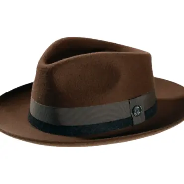 Fedora aus braunem Kaschmir mit breiter Krempe