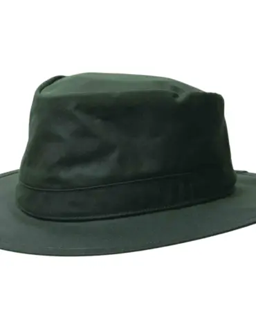 : Gewachster Regenhut aus 100 % Baumwolle in Dunkelbraun und Olive