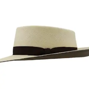 Westernhut aus naturfarbenem Panamastroh mit schwarzem Rebsband|Westernhut aus naturfarbenem Panamastroh mit schwarzem Rebsband