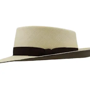 Westernhut aus naturfarbenem Panamastroh mit schwarzem Rebsband|Westernhut aus naturfarbenem Panamastroh mit schwarzem Rebsband