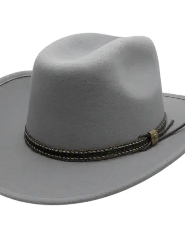 Westernhut Montana in Graumit Bridée-Krempe und Lederhutband|||||||||||||||||||||||||||||||||||||||||||