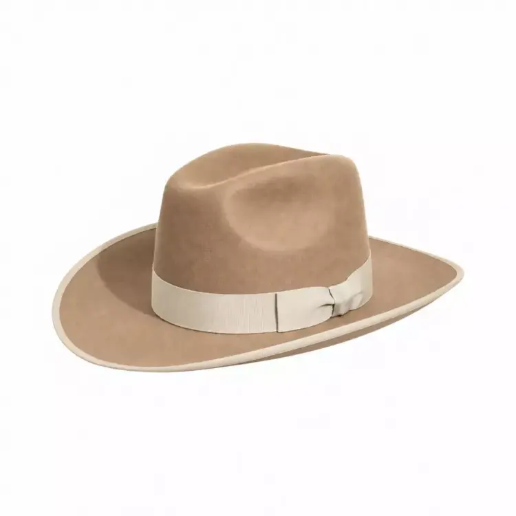 Western Filzhut Oklahoma in Camel mit brauner Rebsband-Einfassung