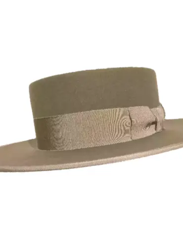 Vaquero Woll- oder Biberhut mit flacher Krone und Rebsband als Garnitur|