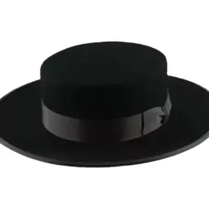 Vaquero Filzhut mit flacher Krone und Rebsband als Garnitur|||||||||||||||||||||||||||||||||||||||||||||||||||||||||||||||||||||||||||||