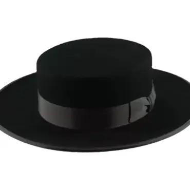 Vaquero Filzhut mit flacher Krone und Rebsband als Garnitur|||||||||||||||||||||||||||||||||||||||||||||||||||||||||||||||||||||||||||||