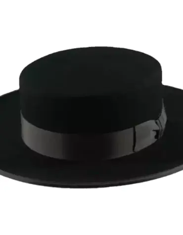 Vaquero Filzhut mit flacher Krone und Rebsband als Garnitur|||||||||||||||||||||||||||||||||||||||||||||||||||||||||||||||||||||||||||||