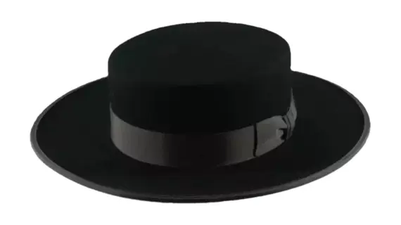 Vaquero Filzhut mit flacher Krone und Rebsband als Garnitur|||||||||||||||||||||||||||||||||||||||||||||||||||||||||||||||||||||||||||||