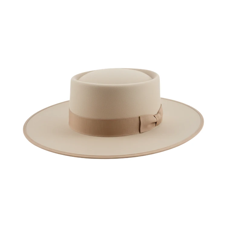Santa Fe Westernhut aus feinstem Biberfilz in Hellbeige mit Rebsband und breiter Krempe