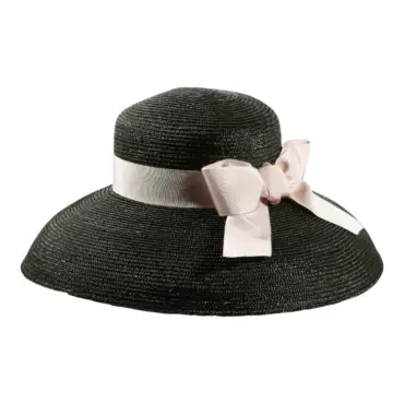 Damencloche Sommerhut Audrey aus Weizenstroh mit Rebsband und Schleife