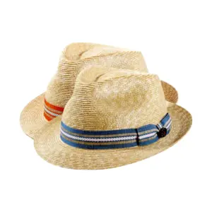 Sommerhut Trilby aus Stroh|Sommerhut Trilby aus Stroh mit gestreiften Hutband|Sommerhut Trilby aus Stroh mit gestreiften Hutband