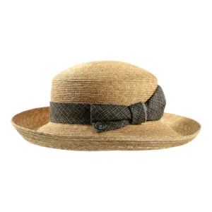 Sommerlicher Damen Aufschlaghut aus Naturstroh mit Seidenhutband|Sommerlicher Damen Aufschlaghut aus Naturstroh mit Seidenhutband|