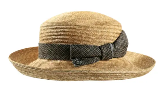 Sommerlicher Damen Aufschlaghut aus Naturstroh mit Seidenhutband|Sommerlicher Damen Aufschlaghut aus Naturstroh mit Seidenhutband|