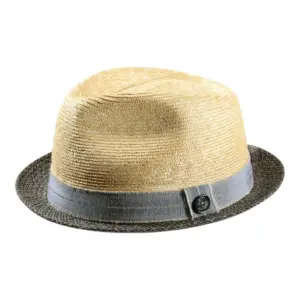 Sommerhut Player aus Stroh mit hellblauem Leinenband