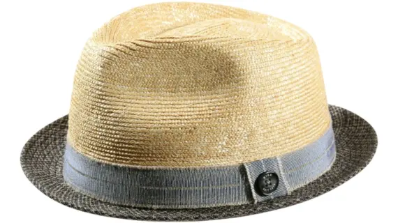 Sommerhut Player aus Stroh mit hellblauem Leinenband