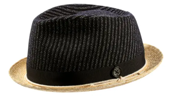 Seide & Wolle mit Rebsband|Playerhut marine aus Stroh