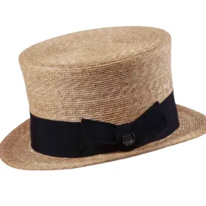 Sommer-Zylinder aus Weizenstroh mit marineblauem Hutband|