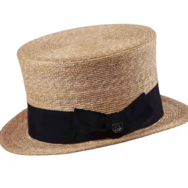 Sommer-Zylinder aus Weizenstroh mit marineblauem Hutband|