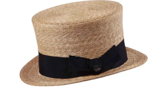 Sommer-Zylinder aus Weizenstroh mit marineblauem Hutband|