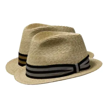 Strohhut Trilby Freiamt Boswiler mit gestreiftem Hutband||Strohhut Trilby Freiamt Boswiler mit gestreiftem Hutband